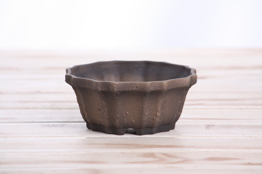4.5-Inch Flower Bonsai Pot - Textured Unglazed Limited Edition
