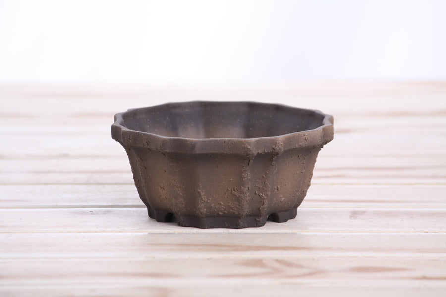 4.5-Inch Flower Bonsai Pot - Textured Unglazed Limited Edition
