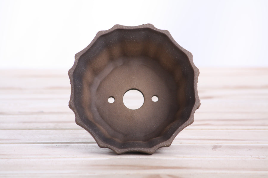 4.5-Inch Flower Bonsai Pot - Textured Unglazed Limited Edition