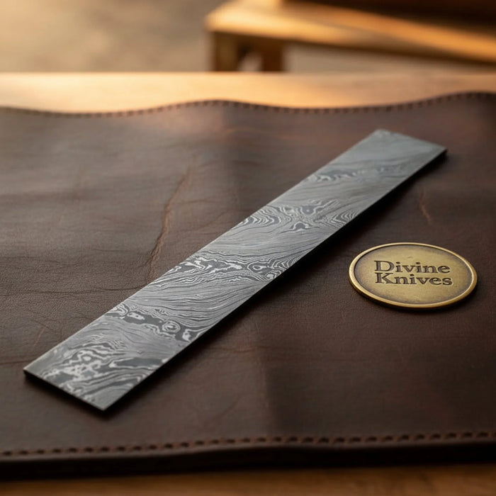 Hand Forged Steel Billet Bar for Knife Making with Layered Wave Pattern Finish