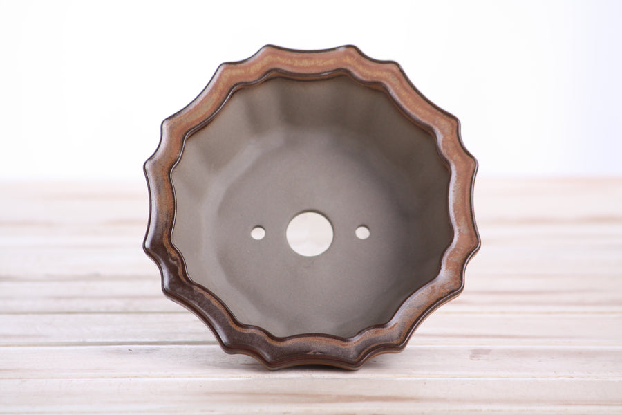 5-Inch Flower Bonsai Pot - Deep Stone