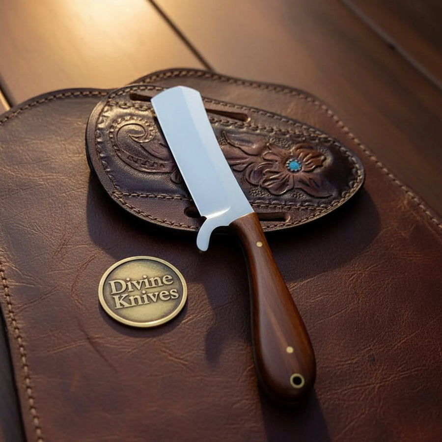 Walnut Cowboy Bull Cutter Knife with High Polish Blade