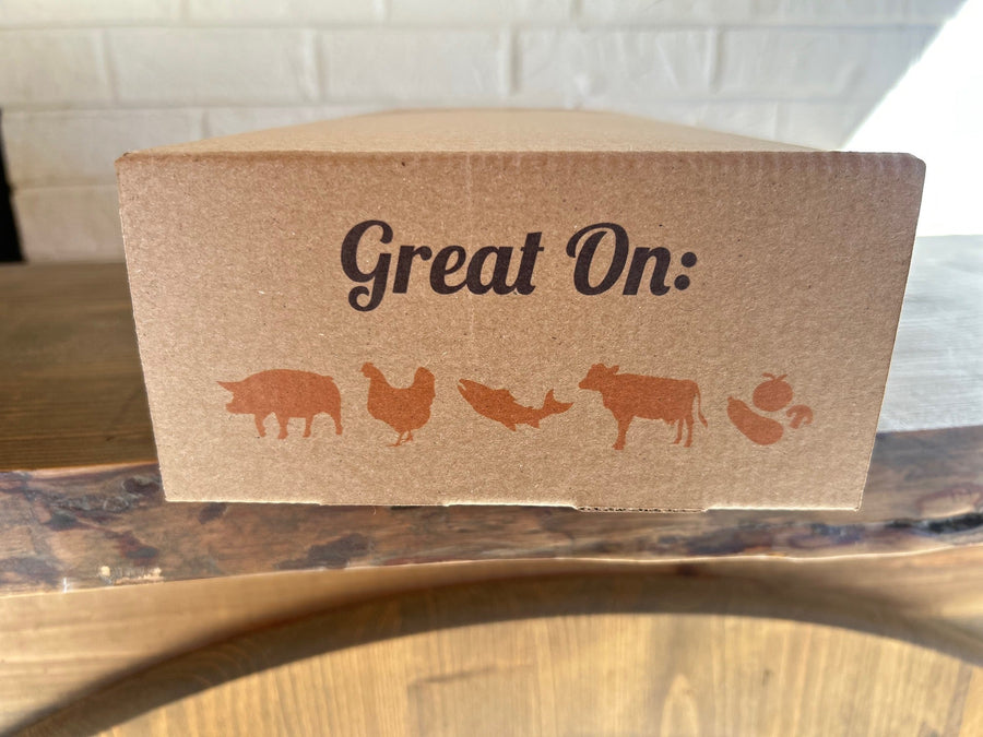 Grill Master gift box end showing food pairing illustrations