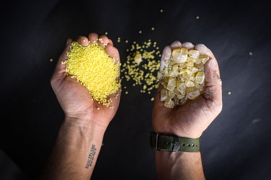 Perfect Bowstring Maker’s Wax — wax texture comparison in hands