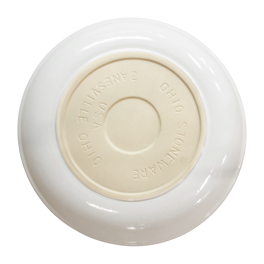 Birdbath Non-Locking Stoneware Top - White - underside showing the seating surface