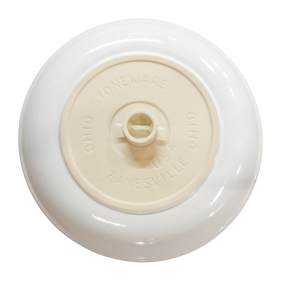 Birdbath Locking Stoneware Top - White - underside showing the seating surface