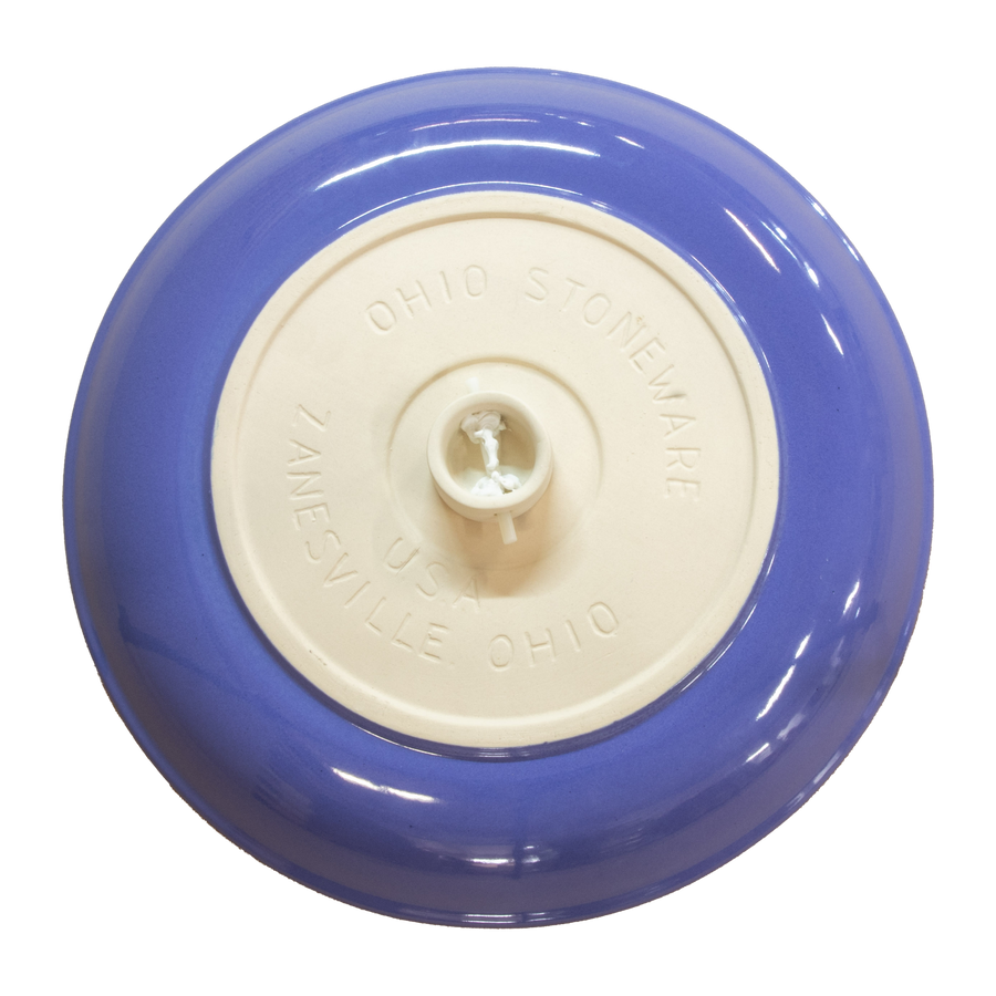 Birdbath Locking Stoneware Top - Caribbean Blue - underside showing the seating surface