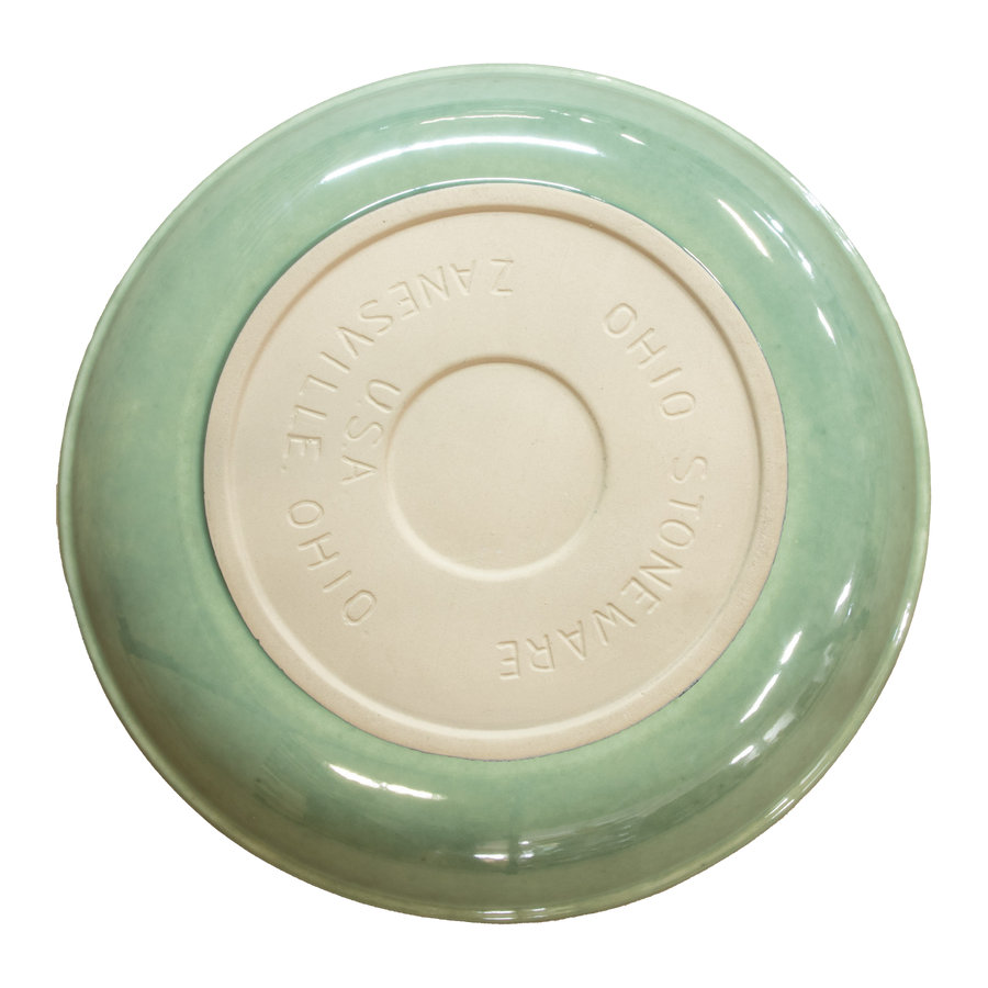 Birdbath Non-Locking Stoneware Top - Caribbean Green - underside showing the seating surface