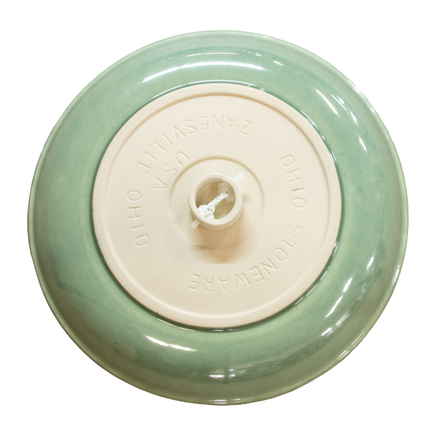 Birdbath Locking Stoneware Top - Caribbean Green - underside showing the seating surface