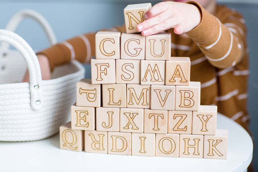 Maple Alphabet Blocks: 30-Piece Unfinished ABC Set