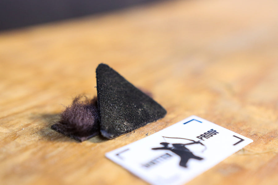 Universal Calf Hair Arrow Rest & Leather Strike Plate Set — close-up of arrow-rest pieces