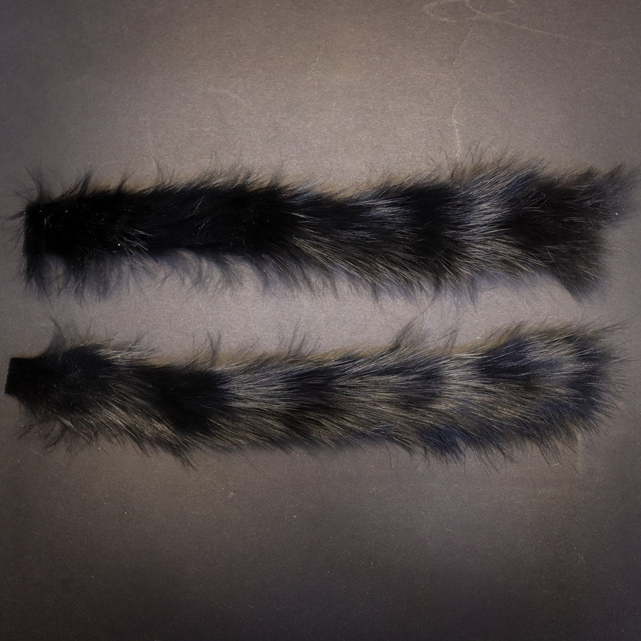 Black Rabbit Fur Bowstring Silencers — pair of rabbit-fur strips