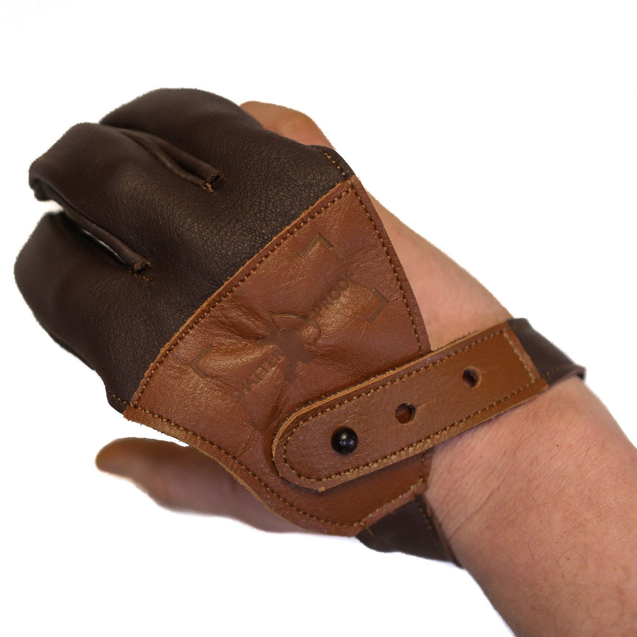 Leather Archery Shooting Glove — adjustable wrist strap with three holes