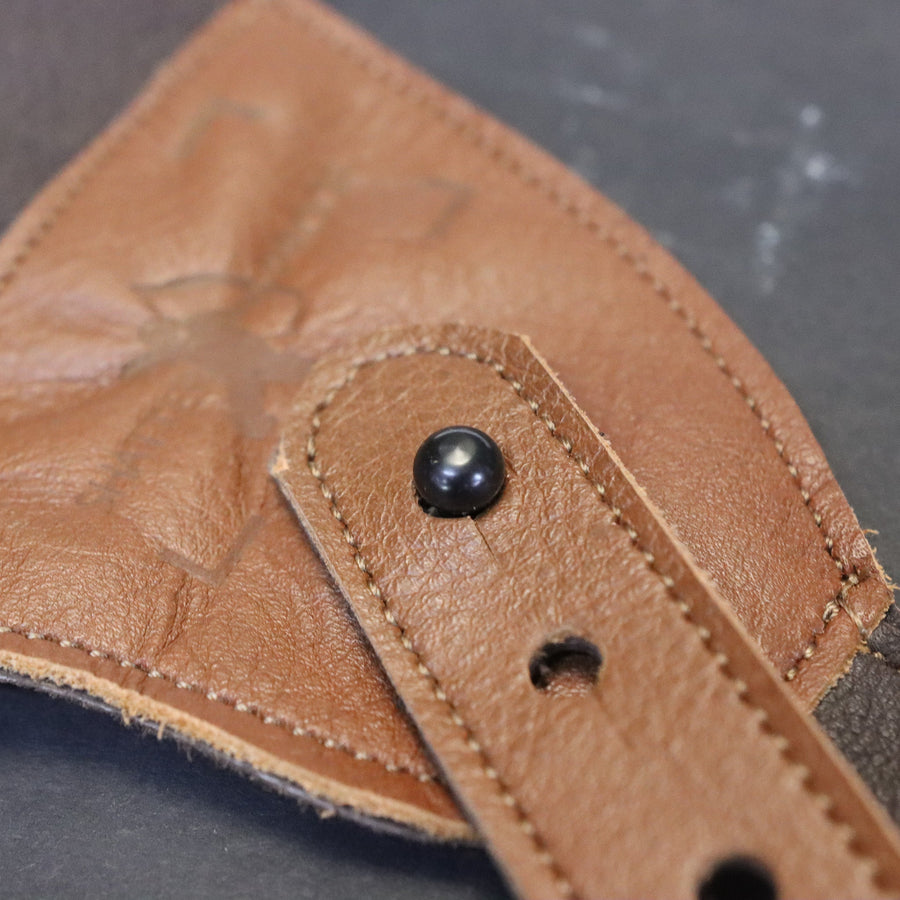 Leather Archery Shooting Glove — fastening holes and leather stitching