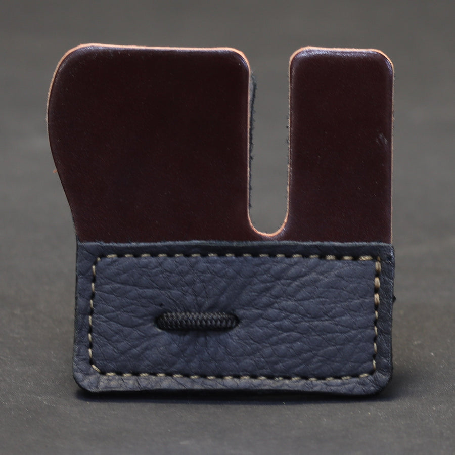 Shell Cordovan Split-Finger Archery Tab — front view of split-finger tab