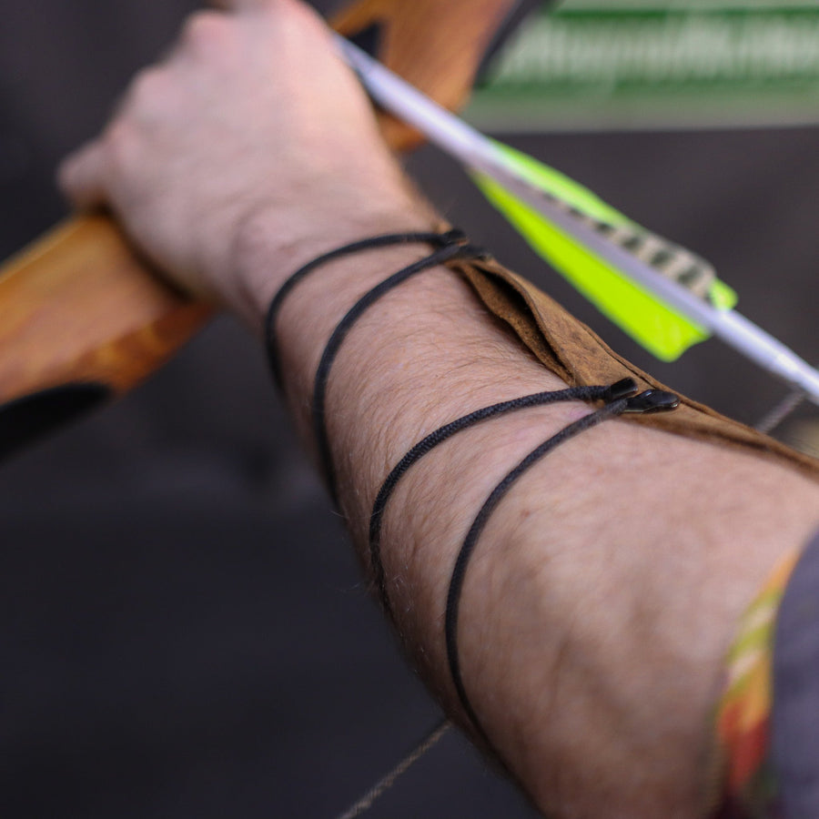 Ultimate Leather Archery Armguard — cord lacing on reverse side