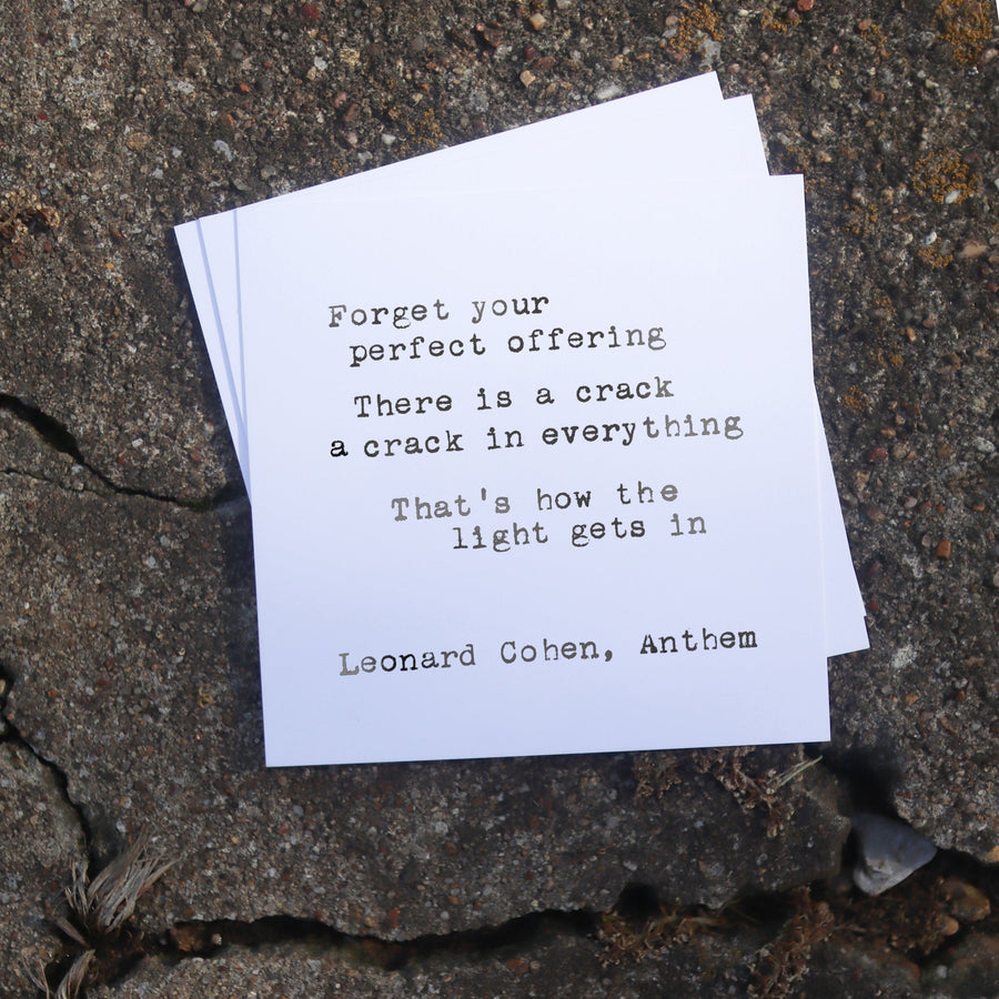 Printed quote and reflection cards from the 365 Imperfect Cards collection.