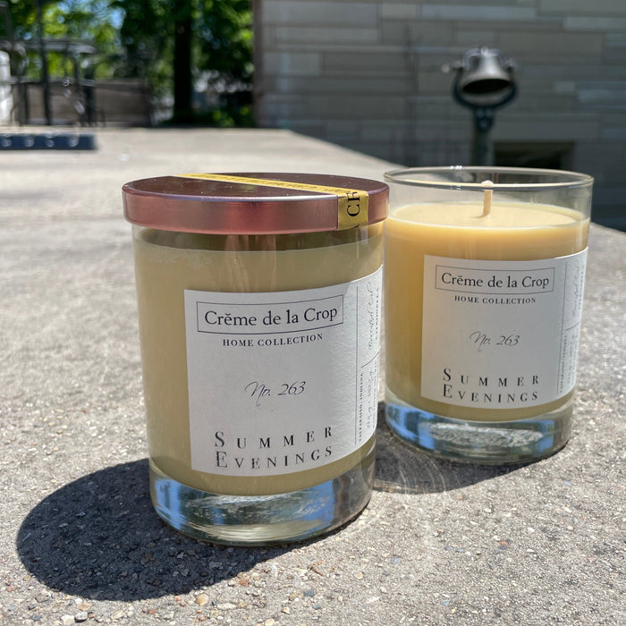 Two Summer Evenings citronella soy candles displayed outdoors