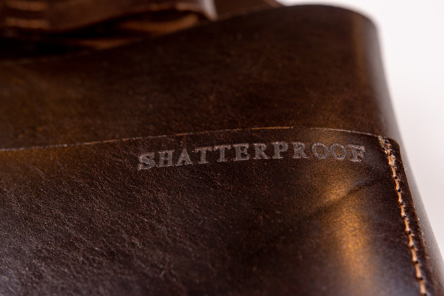 Leather Rear-Facing Hip Arrow Quiver — quiver logo and stitched edge