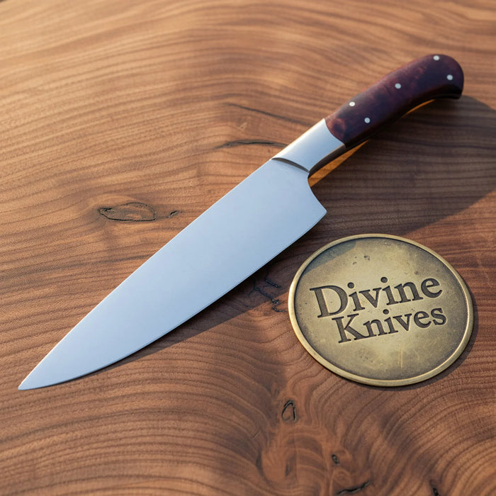 Polished Chef Knife with Rosewood Handle for Daily Kitchen Prep