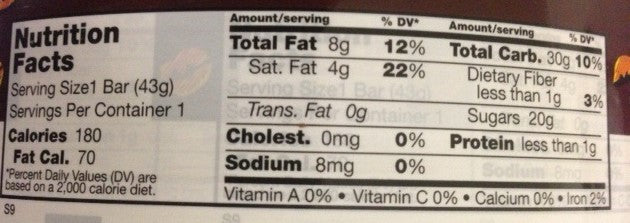Idaho Spud — nutrition facts for an individual bar