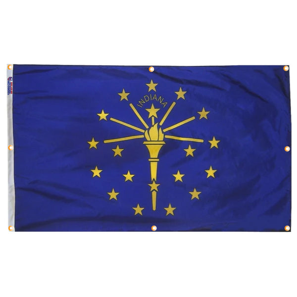 Indiana Flag with Grommets Along the Edges for Wall Hanging