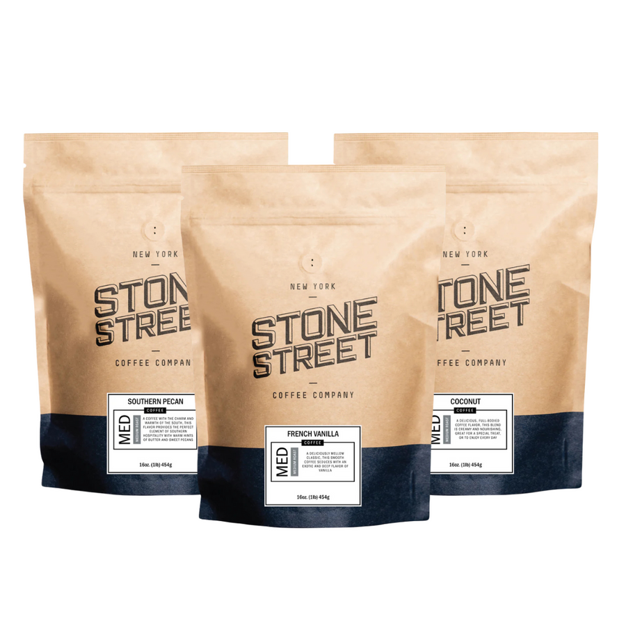 Island Vibes Bundle assortment showing 3 labeled Stone Street coffee bags