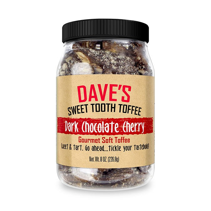 Dark Chocolate Cherry Toffee — product and serving view