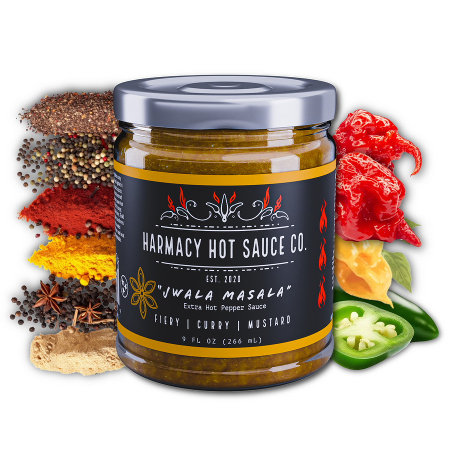 Jwala Masala - Extra Hot Curry Mustard 9 oz Hot Sauce — product photograph 1 of 2