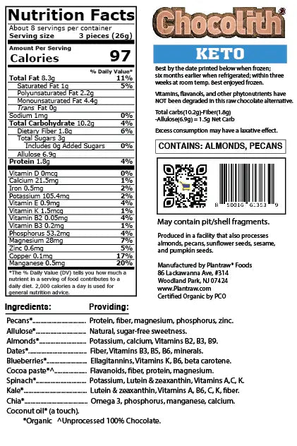 Chocolith® - Keto (7.3oz) - Vegan, Organic, Gluten-Free, 0g Refined Carbs. – product photo 2