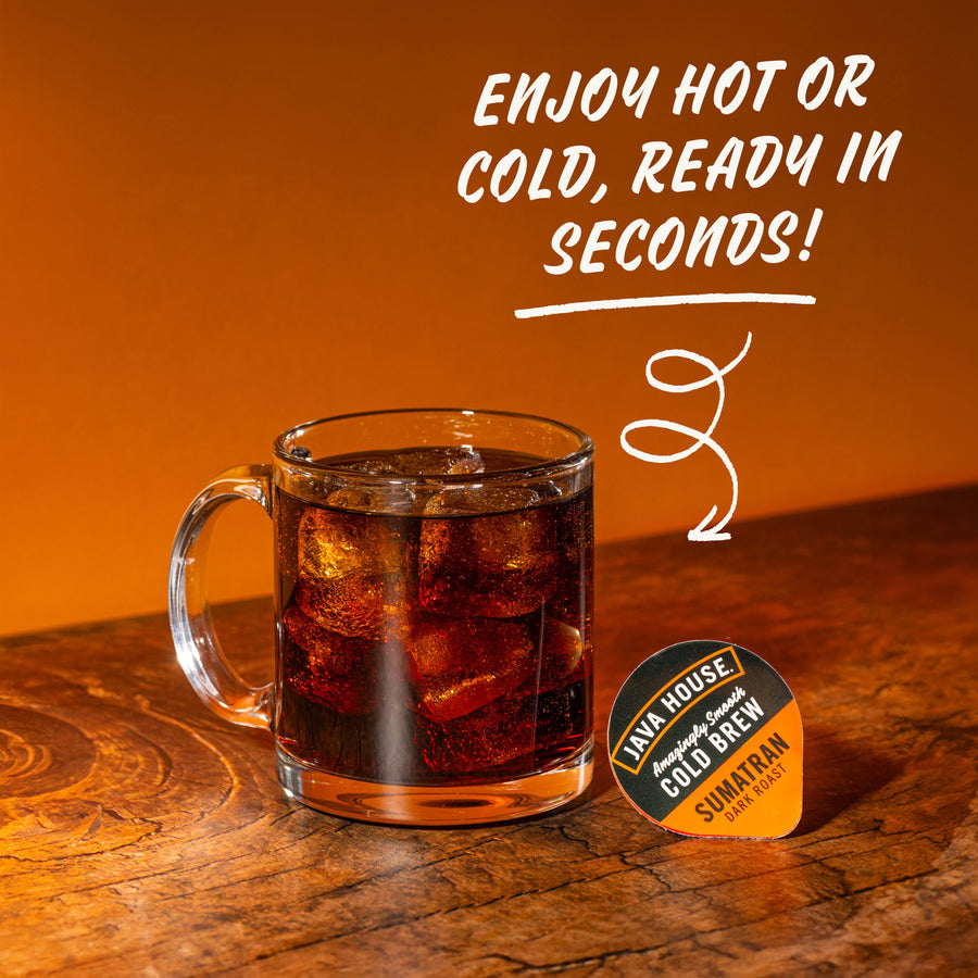 Sumatran coffee served hot or iced graphic