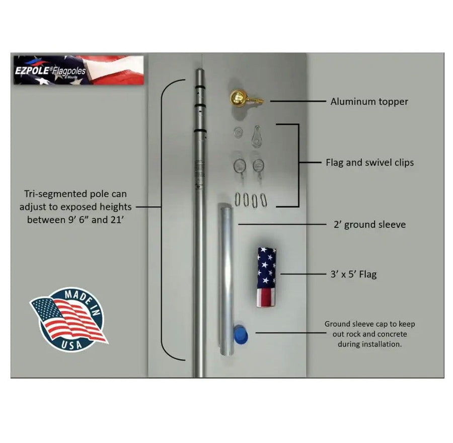 Liberty Telescoping Flagpole Kit — flagpole kit contents and packaging (image 2)