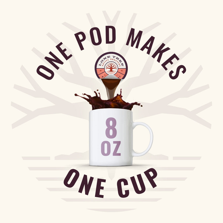 Graphic showing one Daily Delight pod makes an 8 oz cup