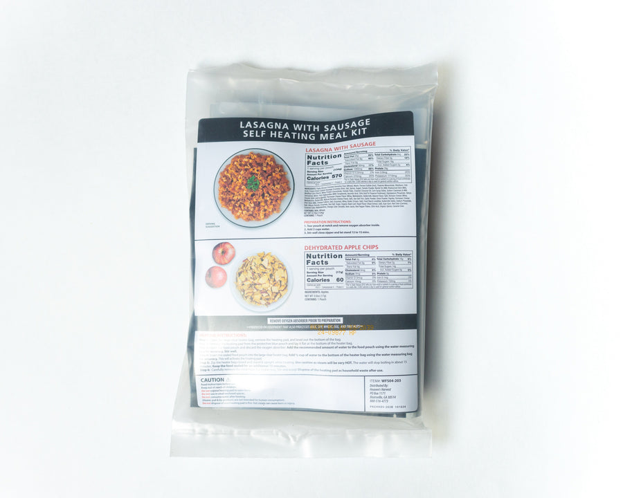 Lasagna with Sausage meal kit, rear nutrition and preparation label