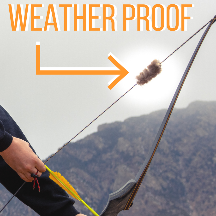 Beaver Fur Bowstring Silencers — silencer shown with weatherproof graphic