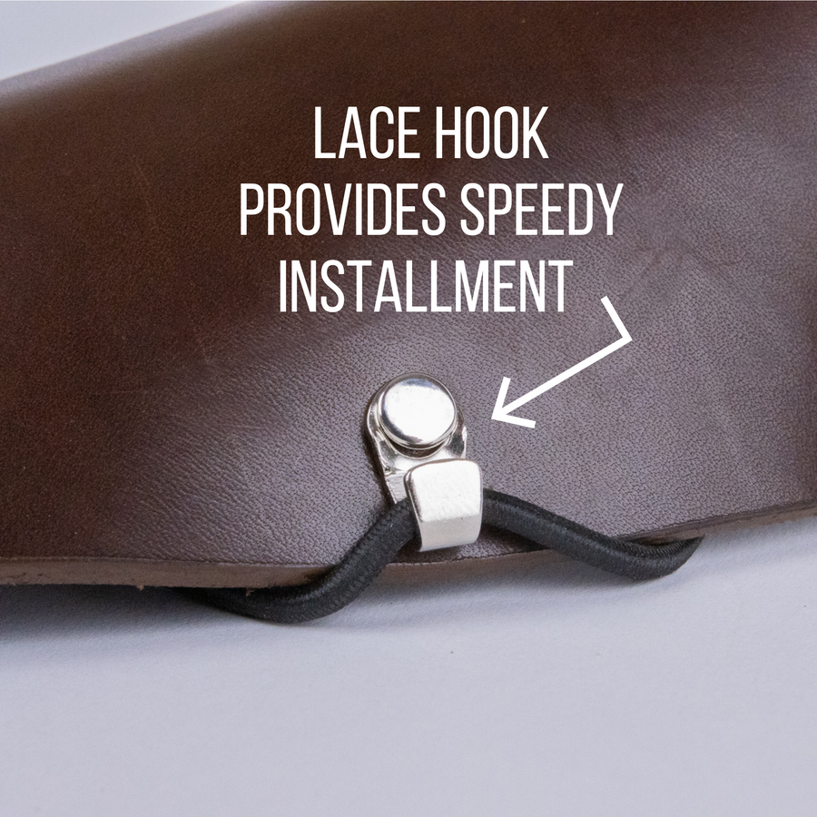 Essential Leather Archery Arm Guard — lace-hook detail