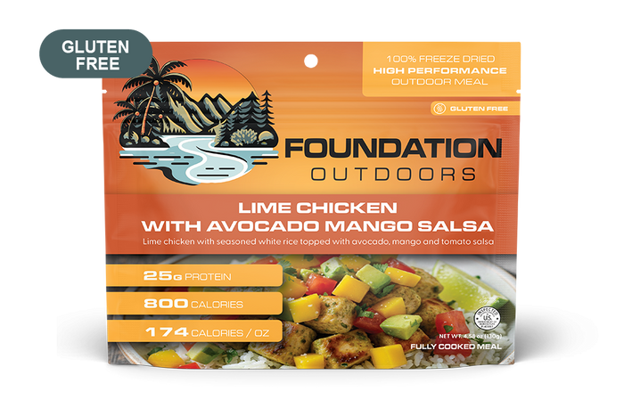 Lime chicken with avocado and mango salsa meal pouch, front