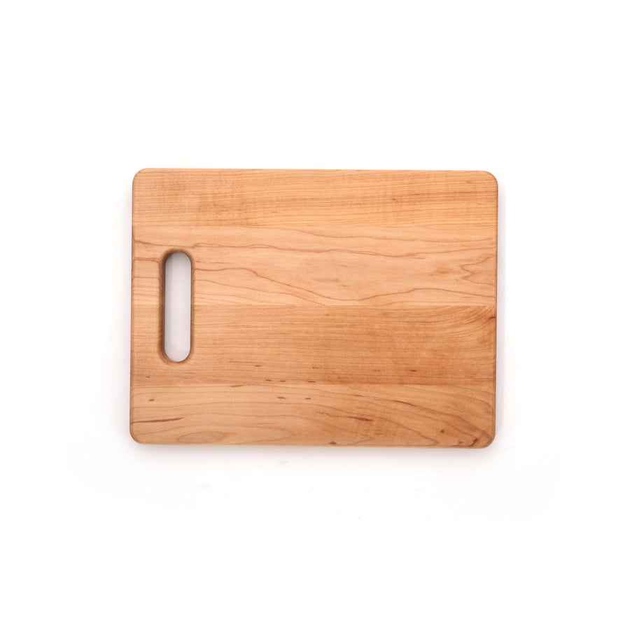 Compact maple board with a single cutout handle
