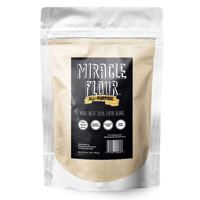 Miracle Flour Sweet Lupin Flour: resealable flour pouch.