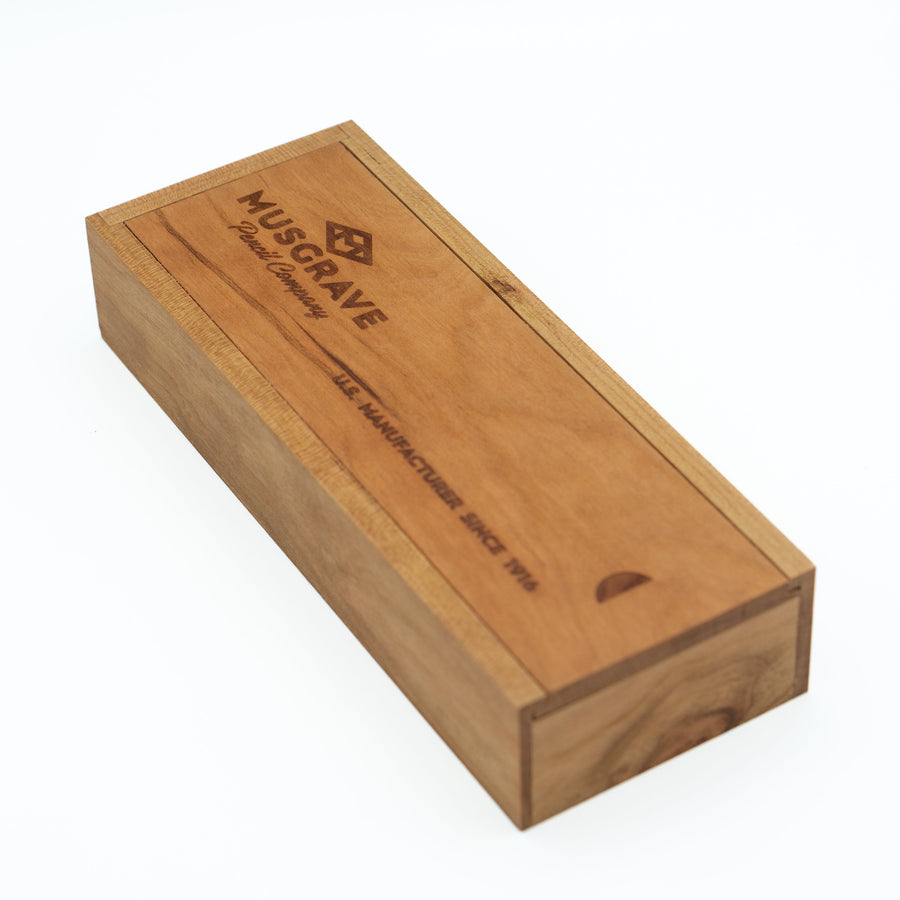 Top view of the engraved cherry wood Harvest Professional box