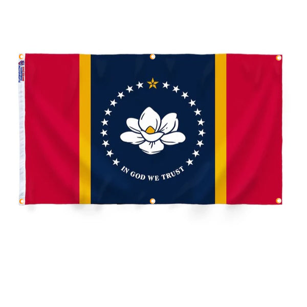 Mississippi Flag with Grommets Along the Edges for Wall Hanging