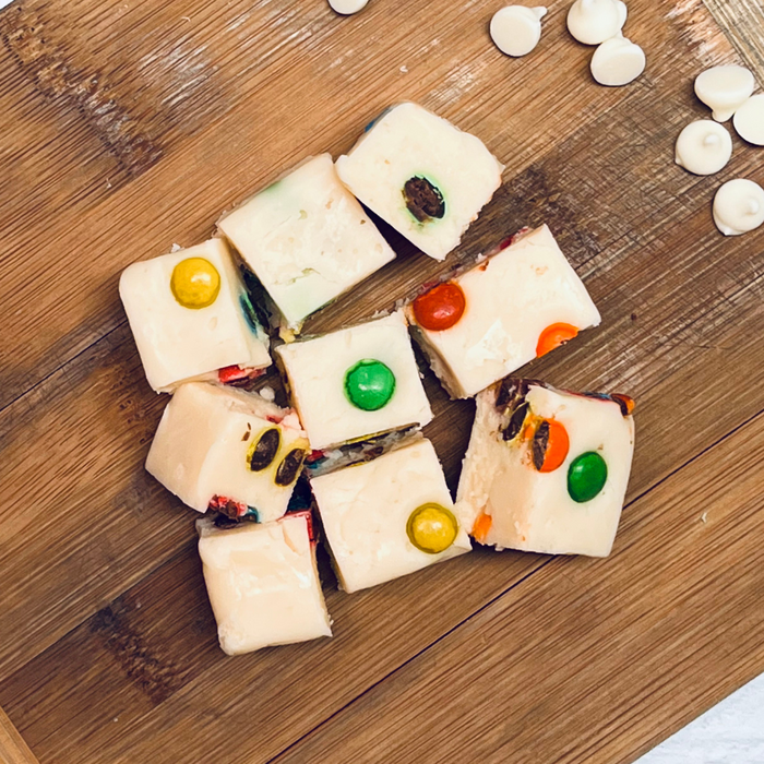 Handmade Vanilla Fudge with M&Ms fudge product photograph from Meems Fudge Shoppe