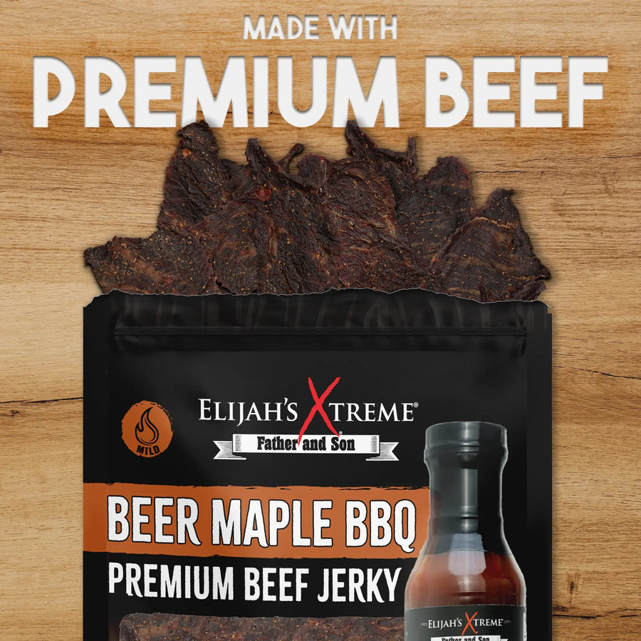 Beer Maple BBQ Beef Jerky – 6-Pack (1 lb) — product image