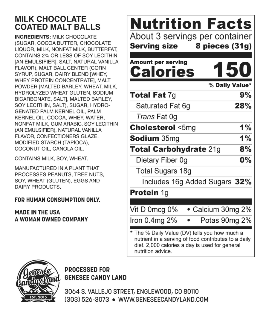 Holiday Chocolate Candy Bundle – Animal Trackers ingredient and allergen labels for included varieties
