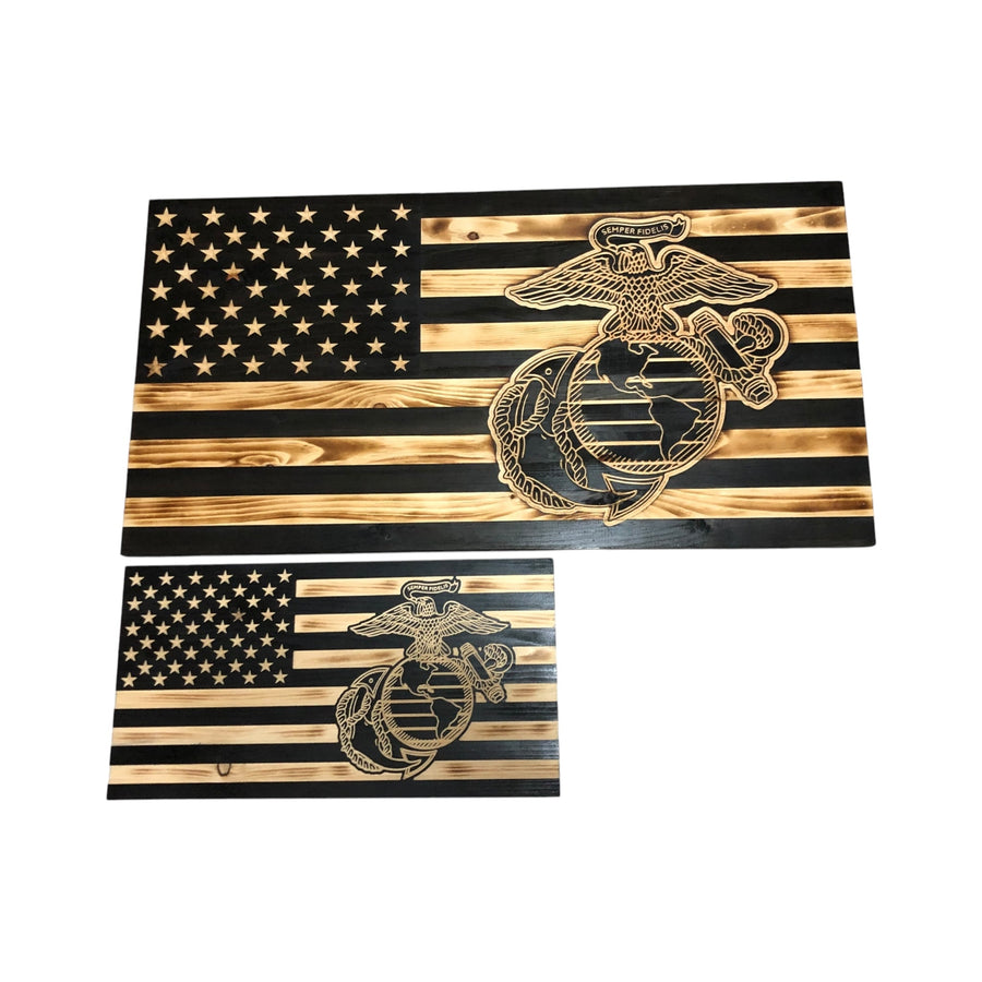 Personalized USMC wooden flag patriotic wall art