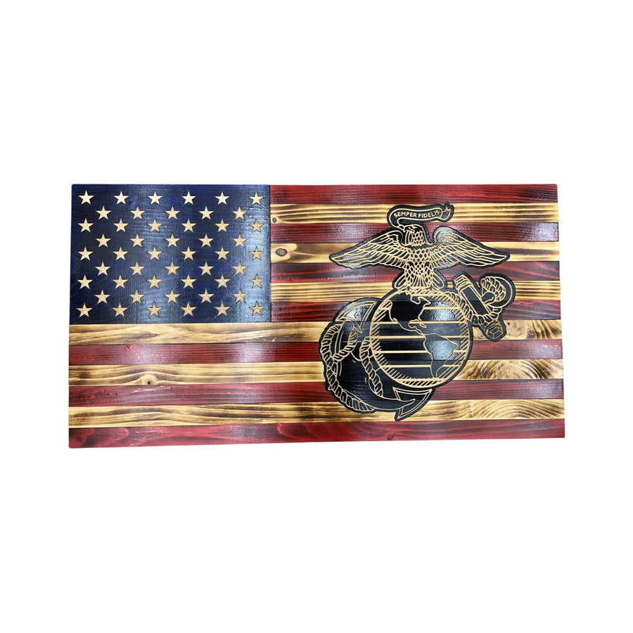 Marine Corps service recognition wooden American flag