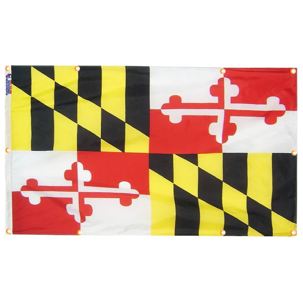 Maryland Flag with Grommets Along the Edges for Wall Hanging