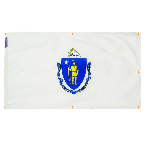 Massachusetts Flag with Grommets Along the Edges for Wall Hanging