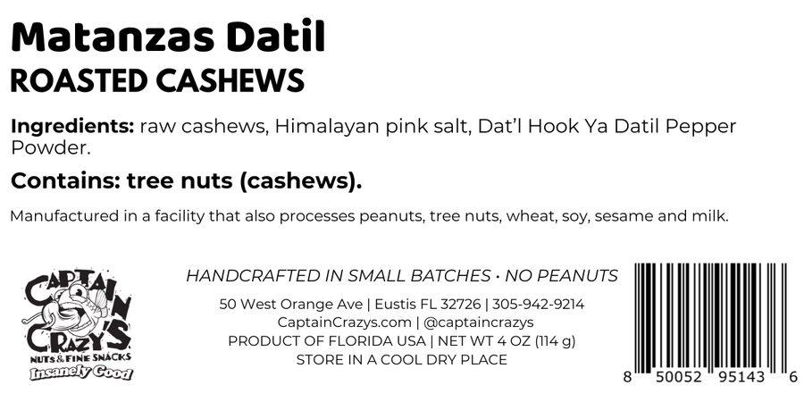 Matanzas Datil Pepper Roasted Cashews — snack product photograph 8