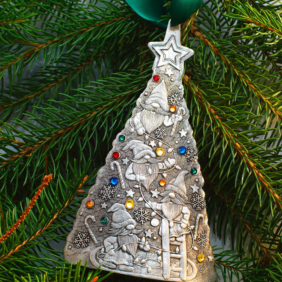 Styled display featuring Merry Gnome Helper Ornament